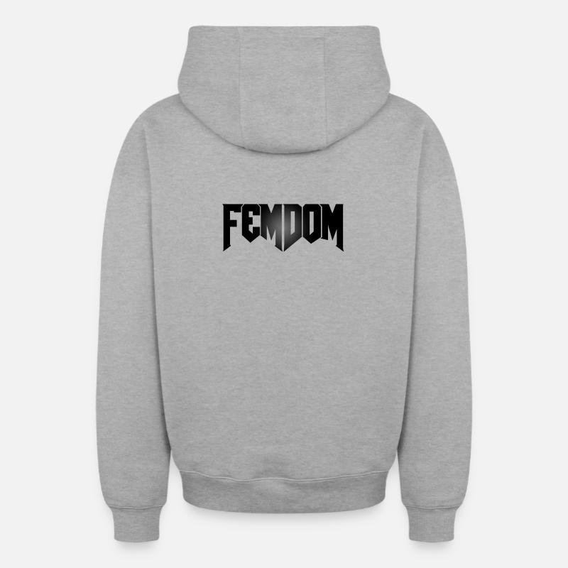 Femdoom - Sweat à capuche unisexe zippé oversize épais SPREAD - gris chiné