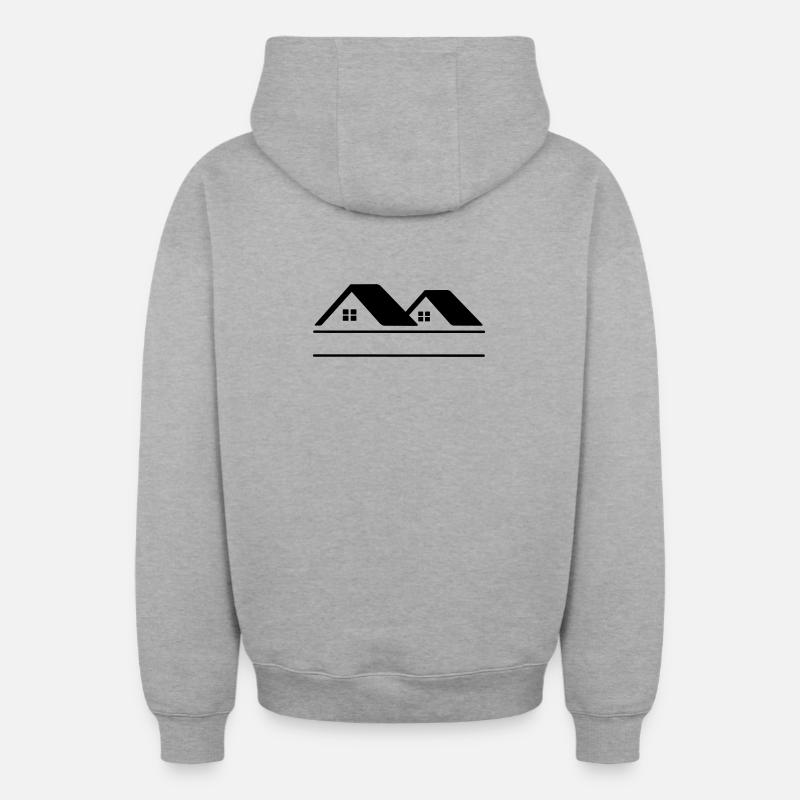 Bannière de texte Maisons - Sweat à capuche unisexe zippé oversize épais SPREAD - gris chiné