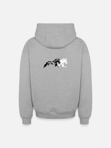horses stallion mare foal - Oversized Heavyweight Unisex Zip Hoodie - heather grey