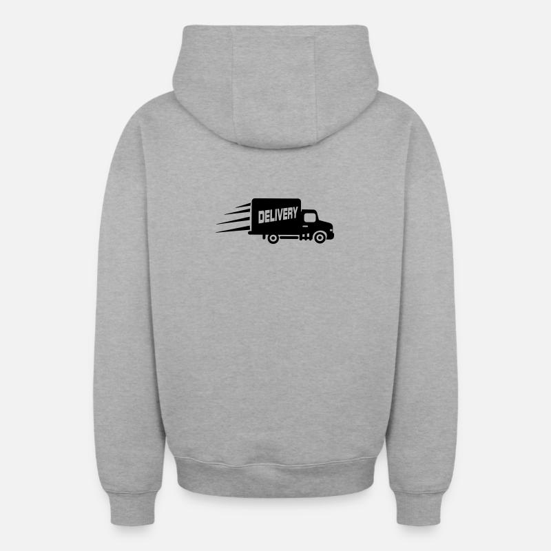 Fourgon transporteur - Sweat à capuche unisexe zippé oversize épais SPREAD - gris chiné