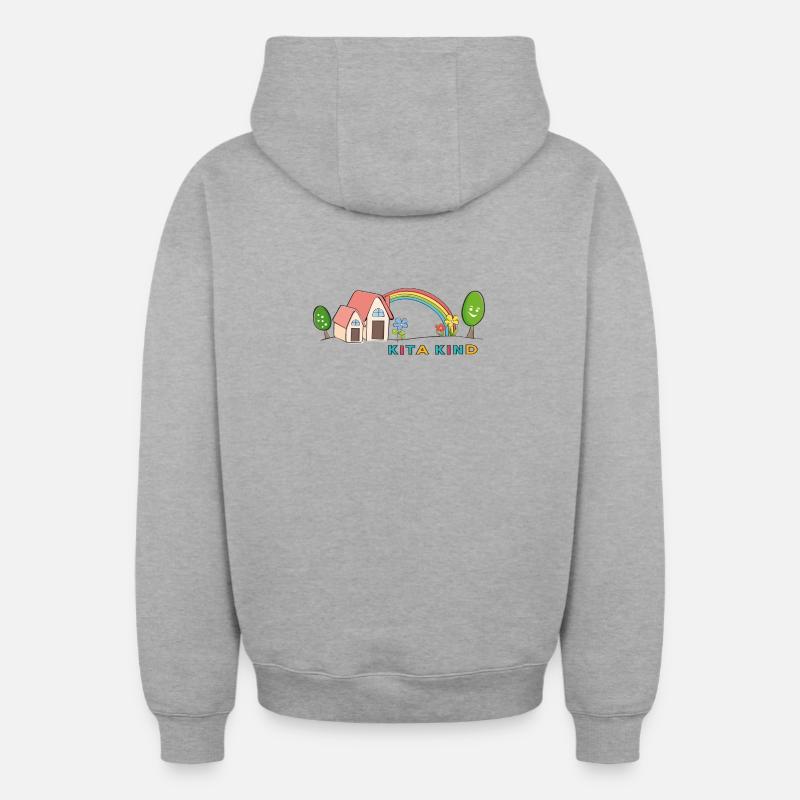 Crèche Enfant Arc-en-ciel - Sweat à capuche unisexe zippé oversize épais SPREAD - gris chiné