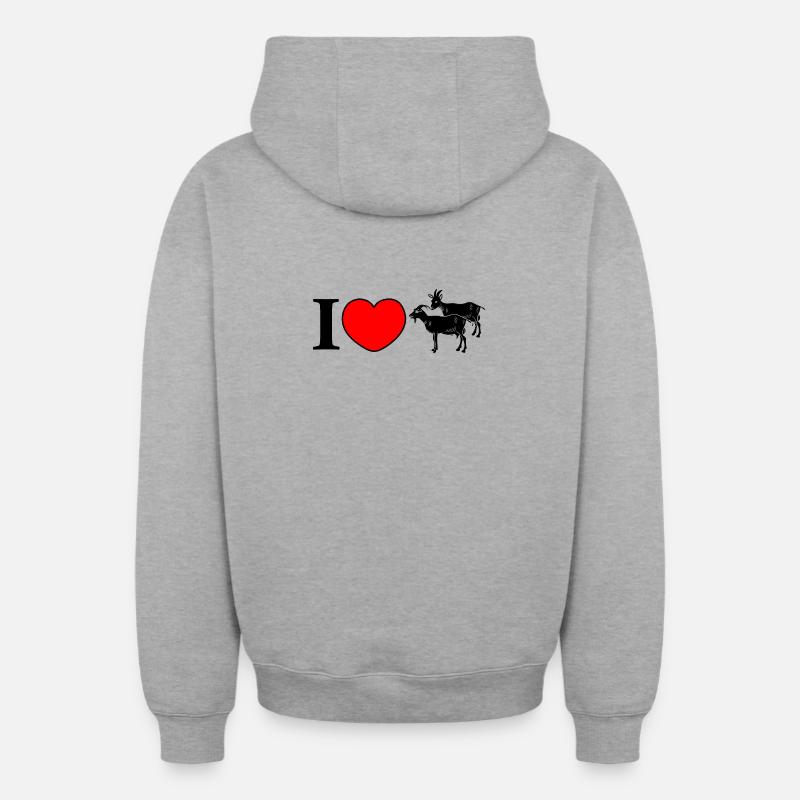 L’amour des chèvres - Sweat à capuche unisexe zippé oversize épais SPREAD - gris chiné