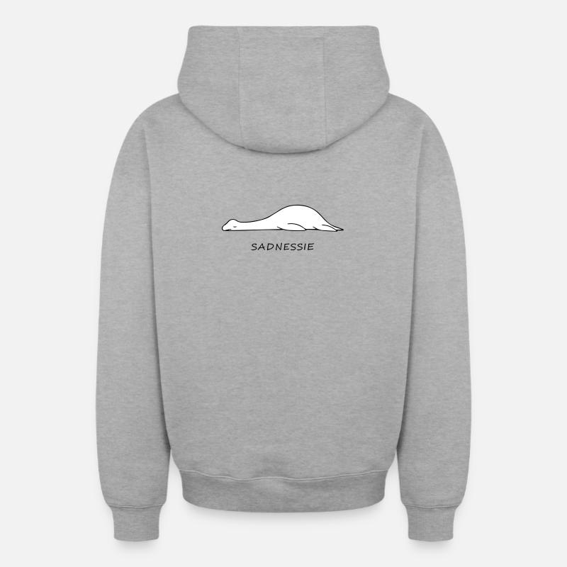 Nessie - Sweat à capuche unisexe zippé oversize épais SPREAD - gris chiné