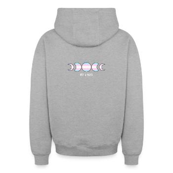Not A Phase Transgender Flag - Oversized Heavyweight Unisex Zip Hoodie - heather grey - Back - AI Model Male 185 dark (185cm)