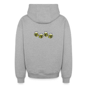 Beer Beer Mug Cheers Comic - Oversized Heavyweight Unisex Zip Hoodie - heather grey - Back - AI Model Male 185 dark (185cm)