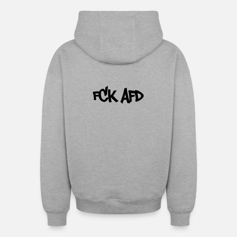 FCK AFD - Oversized Heavyweight Unisex Zip Hoodie - Grau meliert