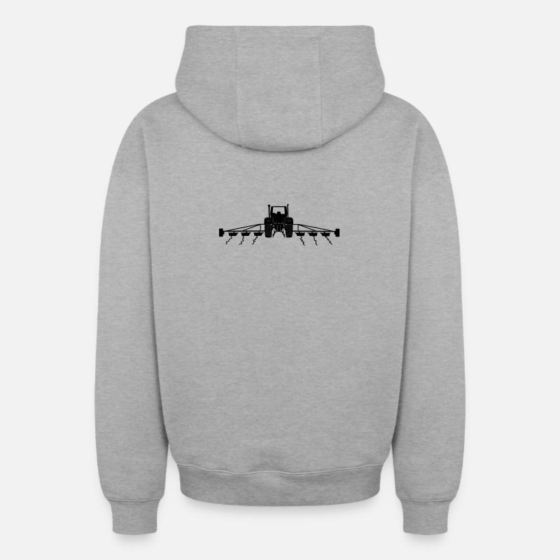 Ferme agricole de tracteurs - Sweat à capuche unisexe zippé oversize épais SPREAD - gris chiné