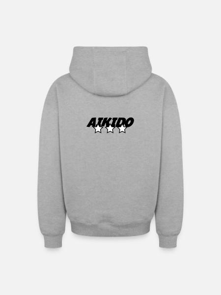 Aikido - Martial Art - Aikido - Oversized Heavyweight Unisex Zip Hoodie - heather grey