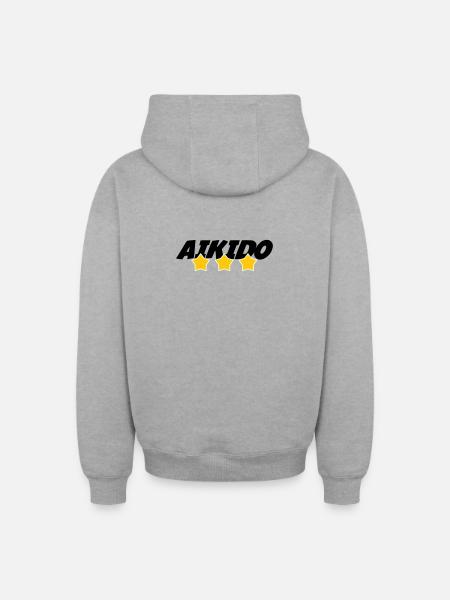 Aikido - Martial Art - Aikido - Oversized Heavyweight Unisex Zip Hoodie - heather grey