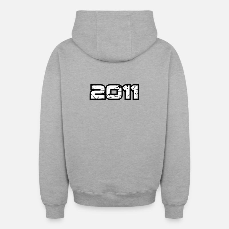 2011 - Sweat à capuche unisexe zippé oversize épais SPREAD - gris chiné