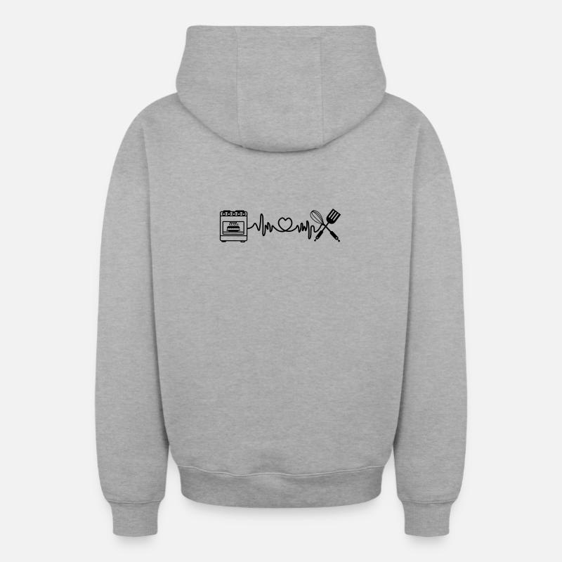 Cardio Herzfrequenz Küchenofen - Oversized Heavyweight Unisex Zip Hoodie - Grau meliert