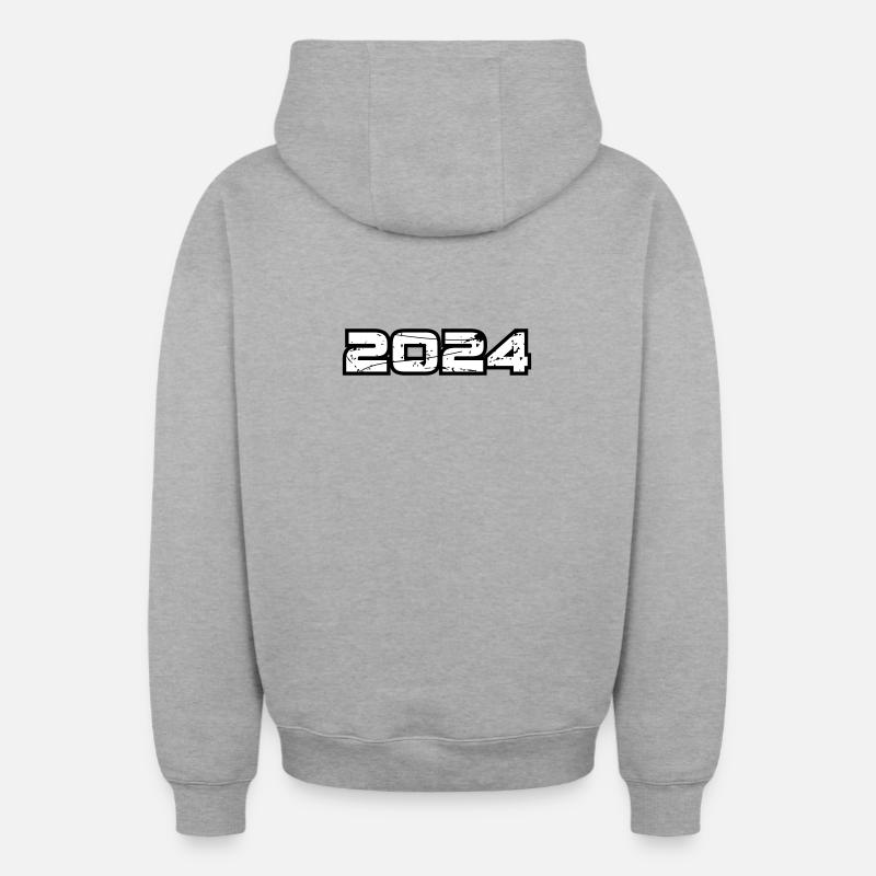 2024 - Sweat à capuche unisexe zippé oversize épais SPREAD - gris chiné