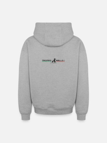 Troppobello - Sweat à capuche unisexe zippé oversize épais SPREAD - gris chiné