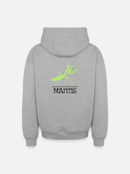 Gottesanbeterin – Illustration für Naturfreunde - Oversized Heavyweight Unisex Zip Hoodie - Grau meliert