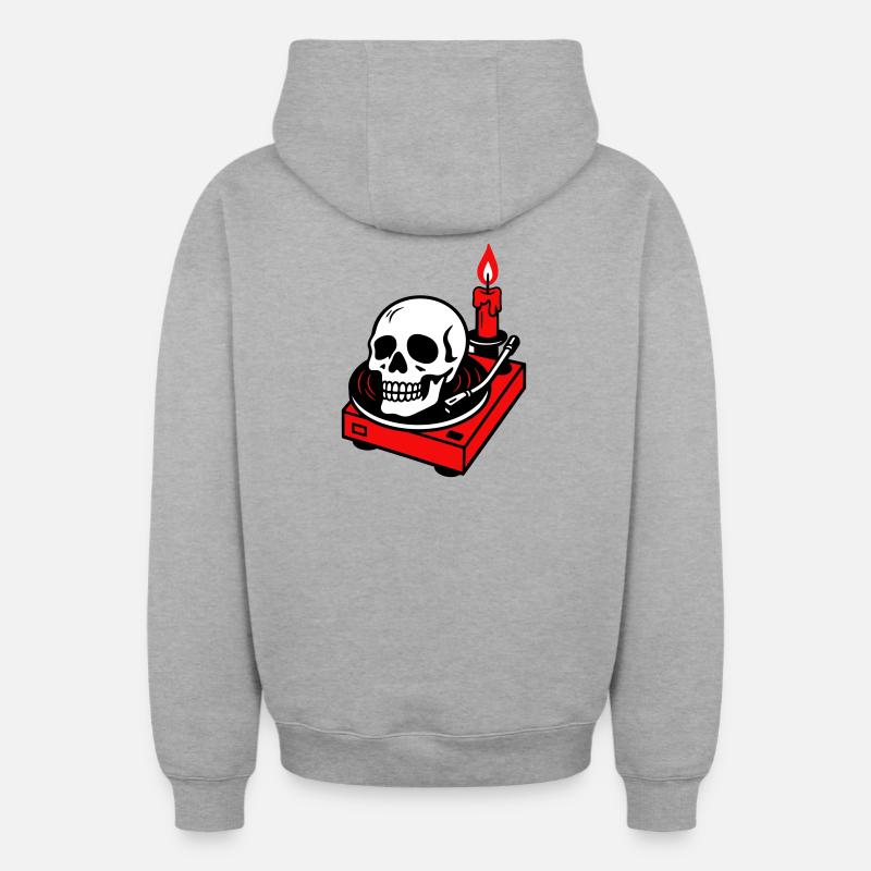 Métal noir - Sweat à capuche unisexe zippé oversize épais SPREAD - gris chiné