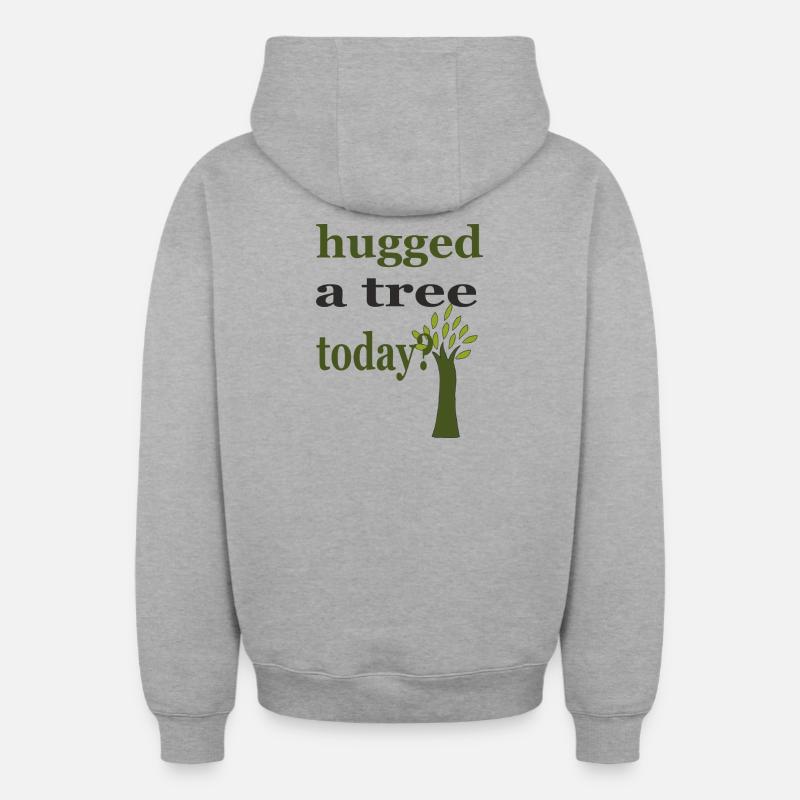hugged a tree - Sweat à capuche unisexe zippé oversize épais SPREAD - gris chiné