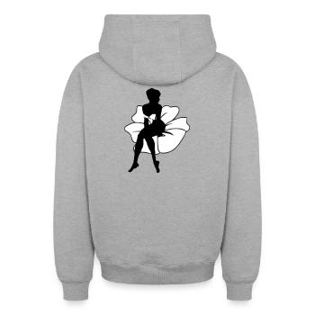 Mrs. Blume - Oversized Heavyweight Unisex Zip Hoodie - heather grey - Back - AI Model Male 185 dark (185cm)