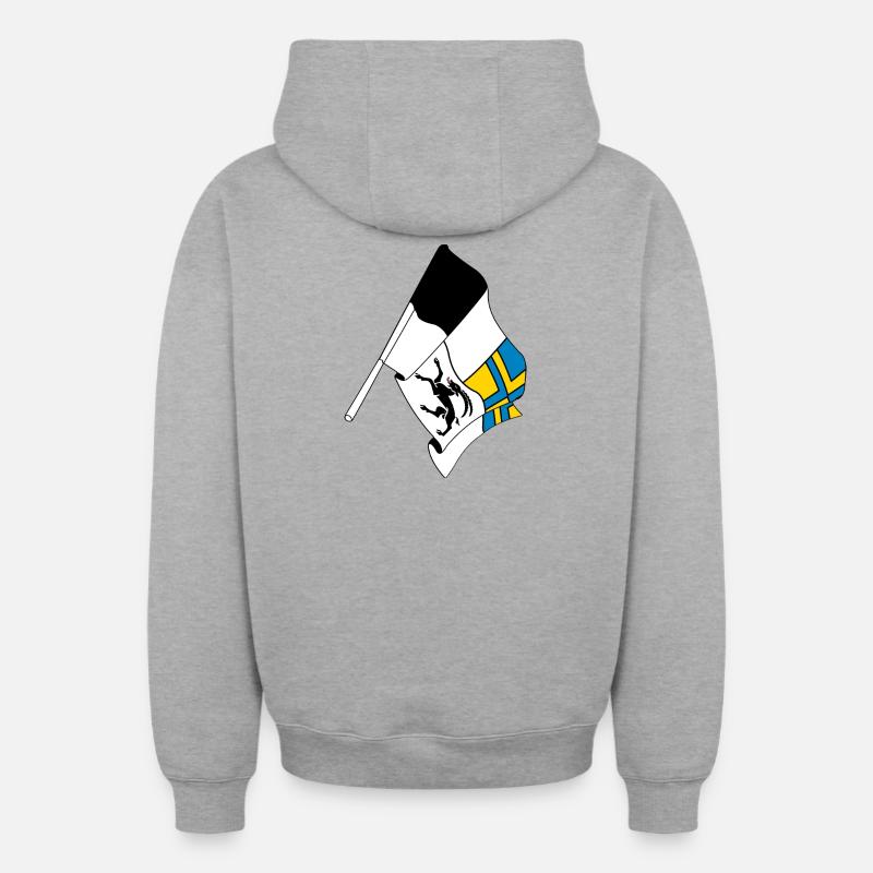 Drapeau des Grisons, Suisse - Sweat à capuche unisexe zippé oversize épais SPREAD - gris chiné