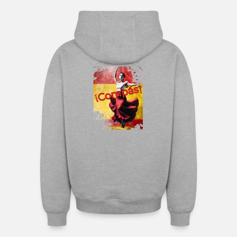 Danseuse de flamenco Compás - Sweat à capuche unisexe zippé oversize épais SPREAD - gris chiné