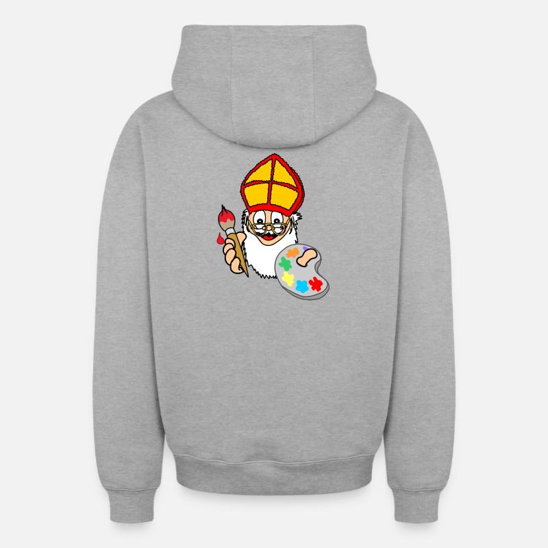 Peinture Sinterklaas - Sweat à capuche unisexe zippé oversize épais SPREAD - gris chiné