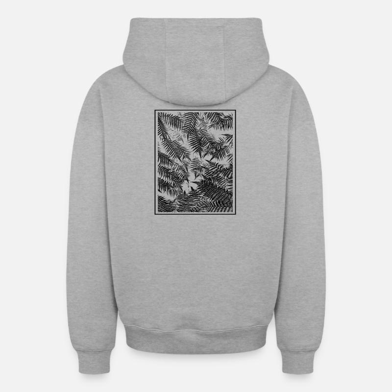 Fougère Végétale - Sweat à capuche unisexe zippé oversize épais SPREAD - gris chiné