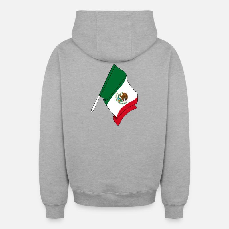 Drapeau du Mexique - Sweat à capuche unisexe zippé oversize épais SPREAD - gris chiné