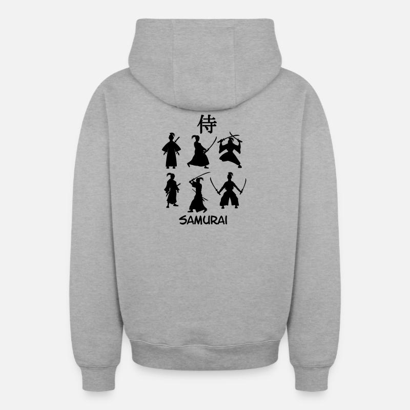 SamouraïÉpéiste japonais - Sweat à capuche unisexe zippé oversize épais SPREAD - gris chiné