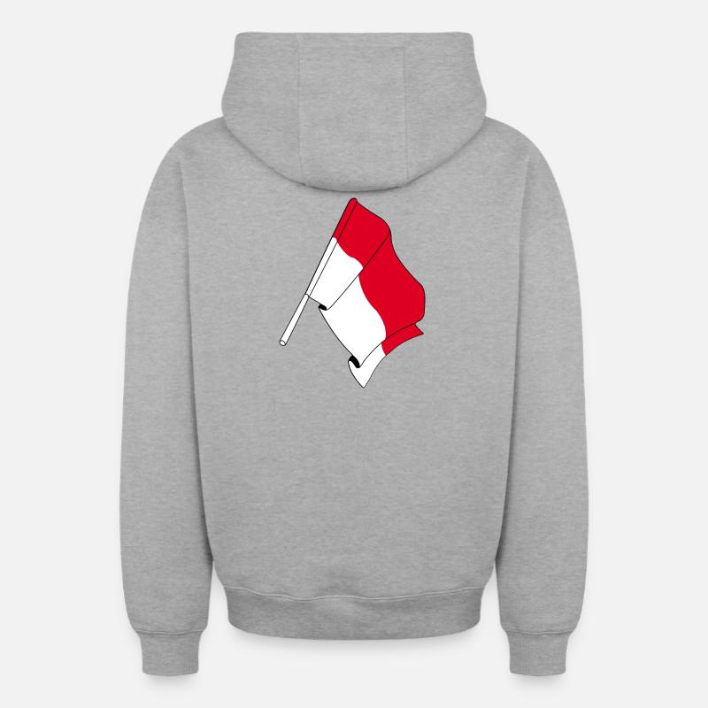 Drapeau Indonésie - Sweat à capuche unisexe zippé oversize épais SPREAD - gris chiné