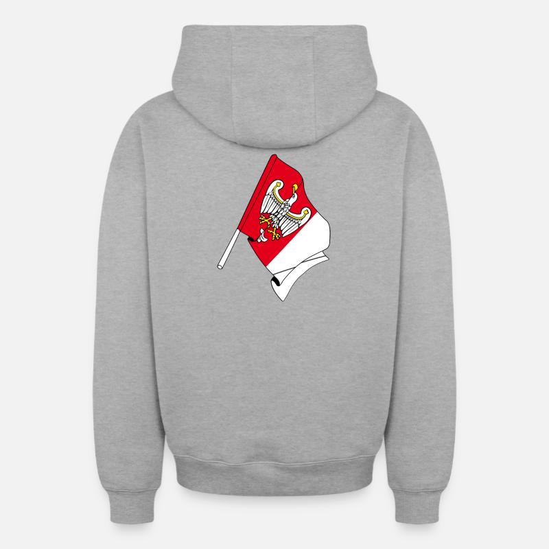 Drapeau Grande Pologne Pologne Pologne - Sweat à capuche unisexe zippé oversize épais SPREAD - gris chiné