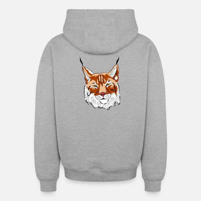 lynx - Sweat à capuche unisexe zippé oversize épais SPREAD - gris chiné