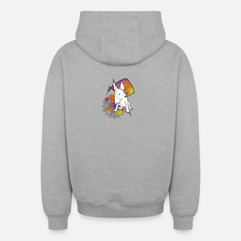 Bullterrier No Racism - Sweat à capuche unisexe zippé oversize épais SPREAD - gris chiné
