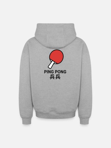 Ping-Pong Racket - Table Tennis - Oversized Heavyweight Unisex Zip Hoodie - heather grey