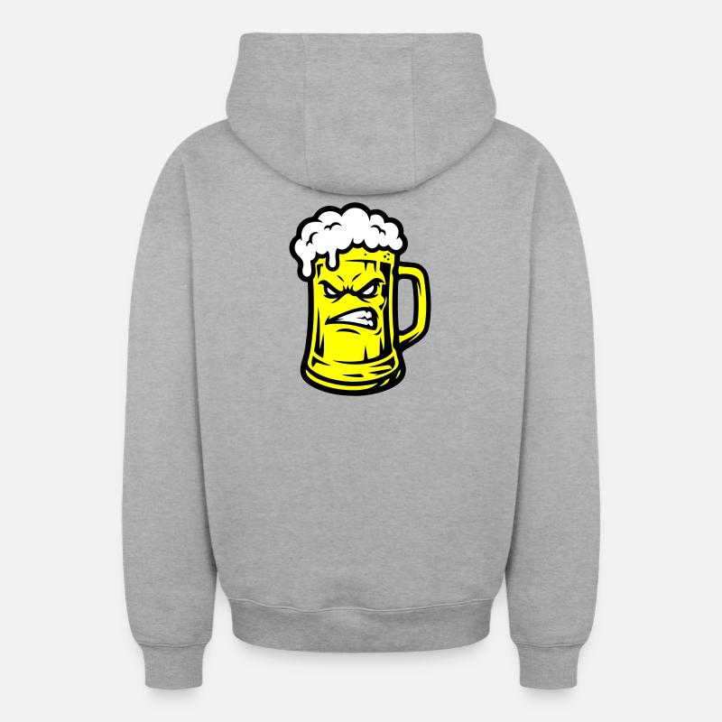 Bier Comic - Oversized Heavyweight Unisex Zip Hoodie - Grau meliert