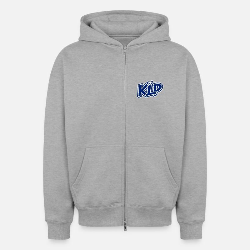 Bleu - Sweat à capuche unisexe zippé oversize épais SPREAD - gris chiné