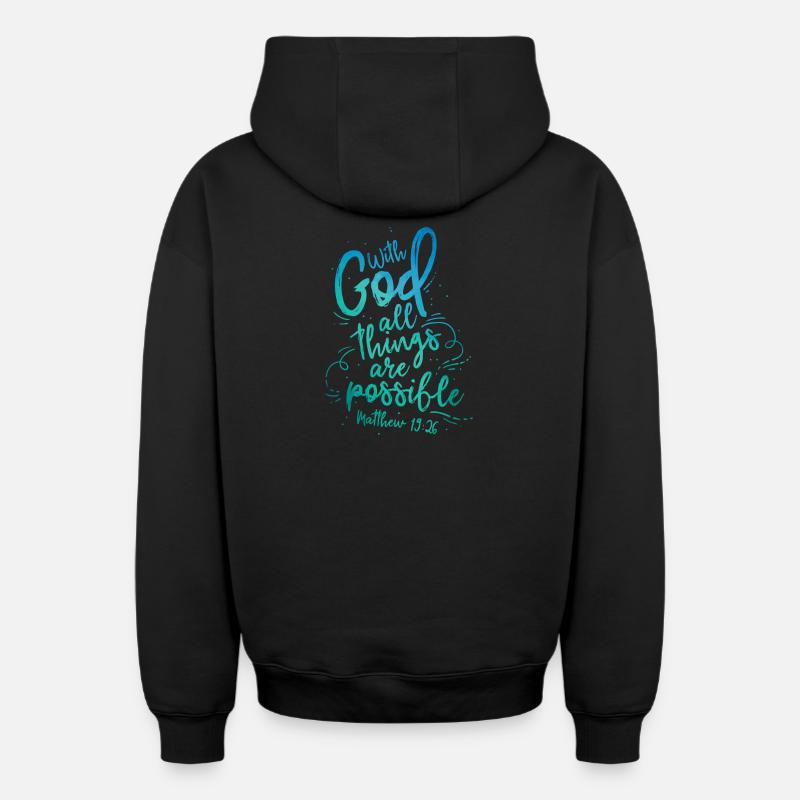 Avec Dieu, tout est possible - Sweat à capuche unisexe zippé oversize épais SPREAD - noir