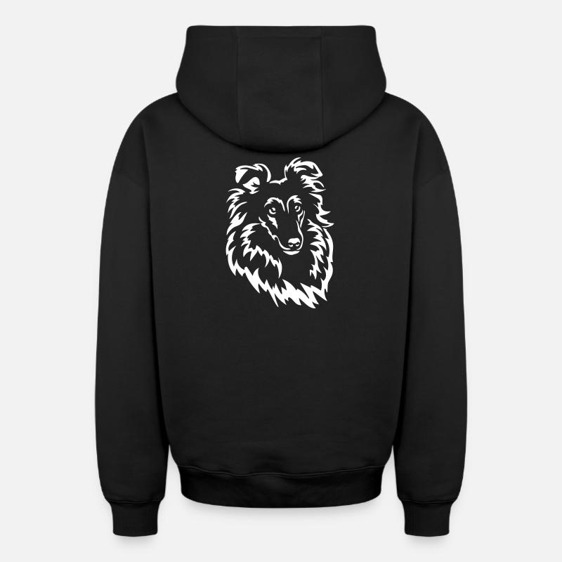Sheltie Head « Black Edition » - Sweat à capuche unisexe zippé oversize épais SPREAD - noir
