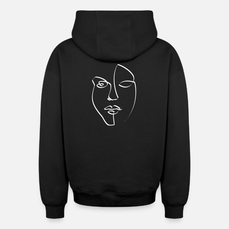 Face - Sweat à capuche unisexe zippé oversize épais SPREAD - noir