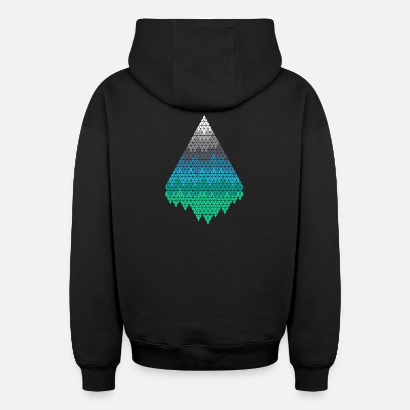 Monts Pixel - Sweat à capuche unisexe zippé oversize épais SPREAD - noir