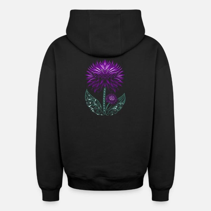 Chardon pourpre Chardon - Sweat à capuche unisexe zippé oversize épais SPREAD - noir