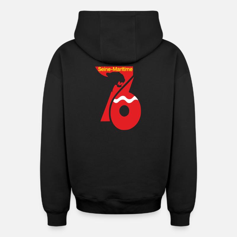 Seine-Maritime - Sweat à capuche unisexe zippé oversize épais SPREAD - noir