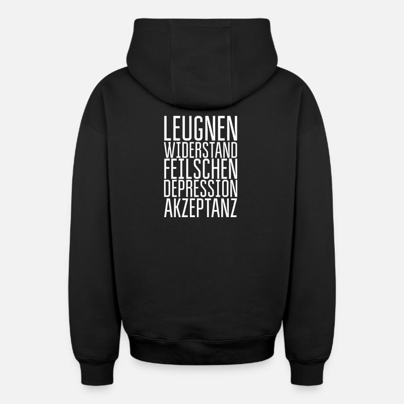 Cinq étapes du deuil - Sweat à capuche unisexe zippé oversize épais SPREAD - noir