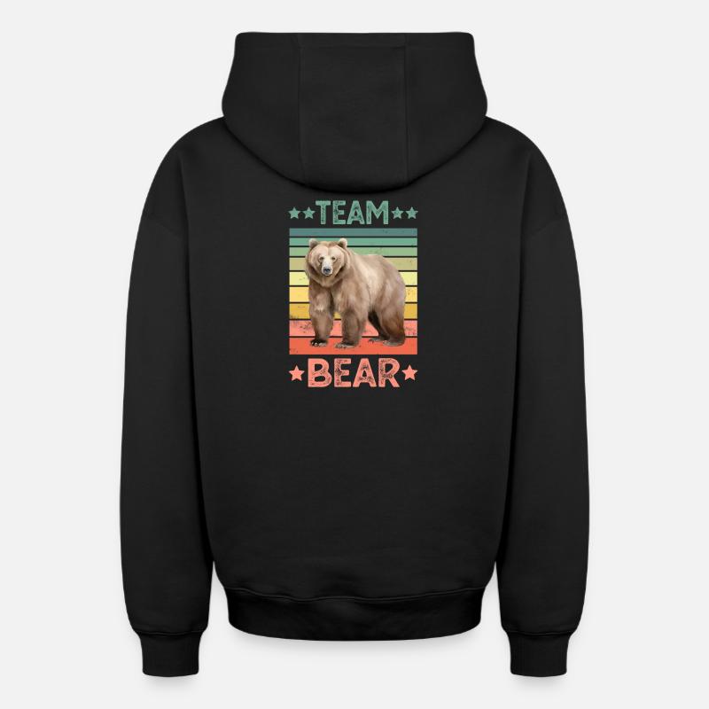 Ours brun Grizzli - Sweat à capuche unisexe zippé oversize épais SPREAD - noir