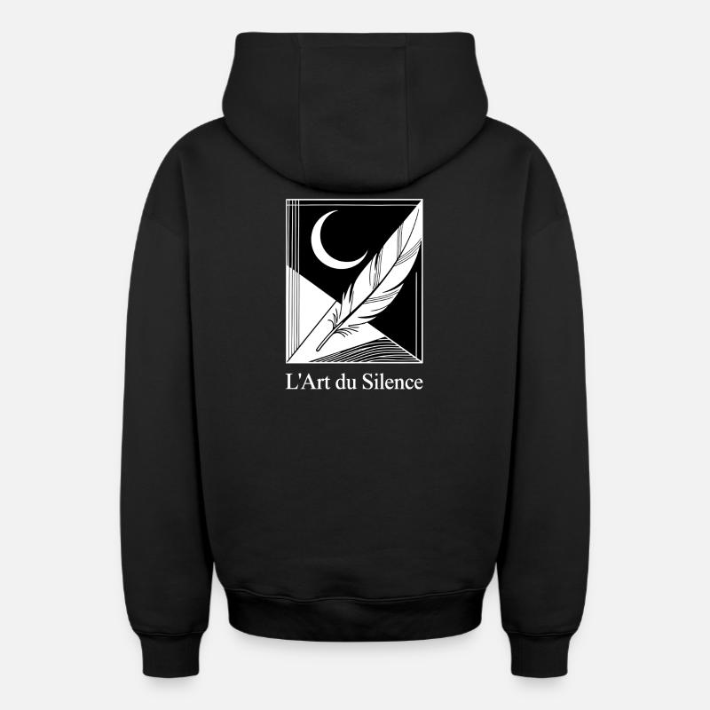 Lune Plume Géométrique - Sweat à capuche unisexe zippé oversize épais SPREAD - noir