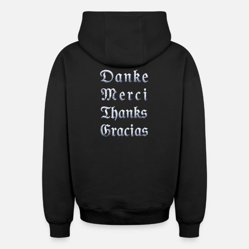 Multilinguale Dankesbotschaft Eiskristall - Oversized Heavyweight Unisex Zip Hoodie - Schwarz