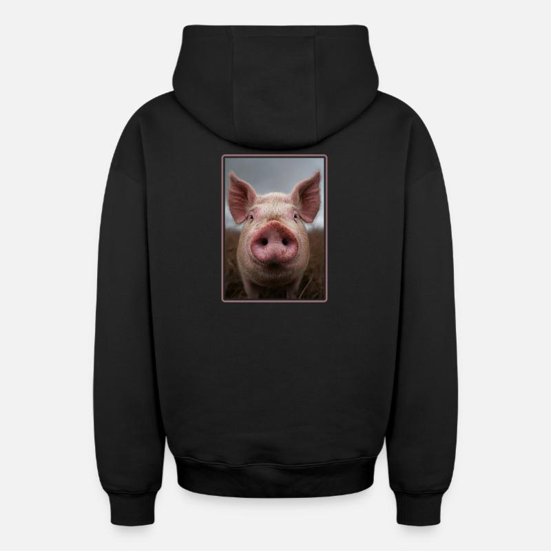 Cochon Cochon - Sweat à capuche unisexe zippé oversize épais SPREAD - noir