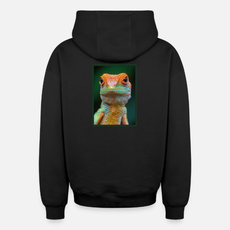 Lézard des lézards - Sweat à capuche unisexe zippé oversize épais SPREAD - noir
