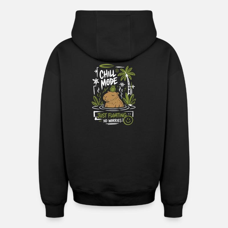 Mode Chill Flotte Juste - Sweat à capuche unisexe zippé oversize épais SPREAD - noir