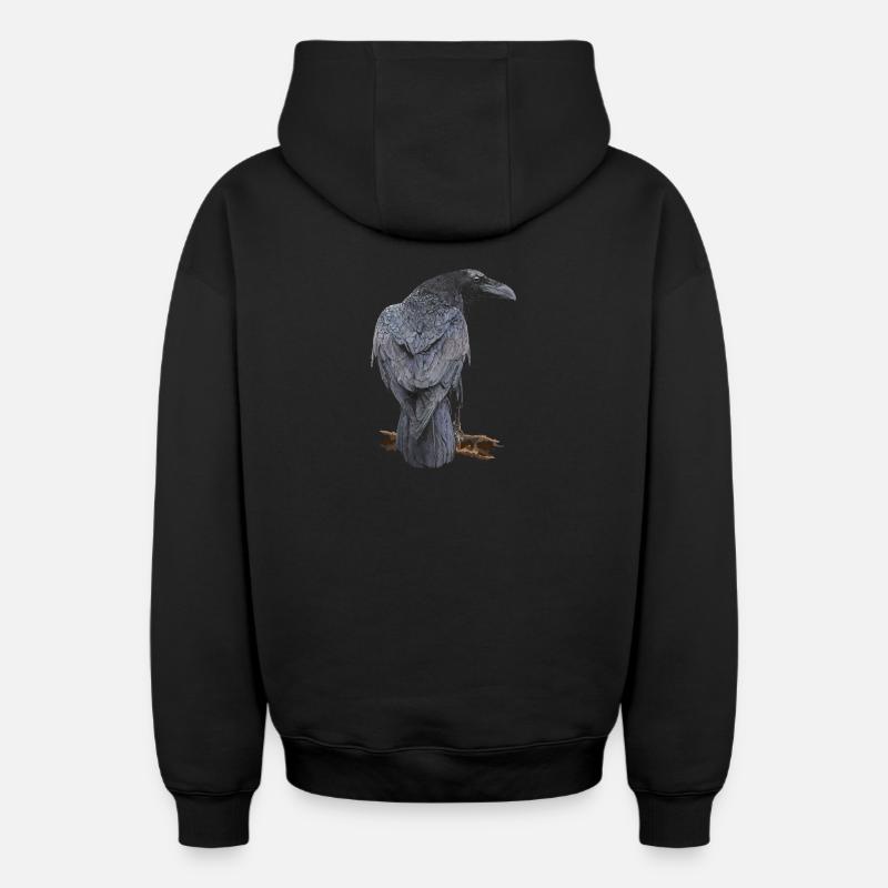 Crow - Sweat à capuche unisexe zippé oversize épais SPREAD - noir