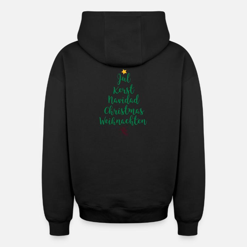 Arbre de Noël - Sweat à capuche unisexe zippé oversize épais SPREAD - noir