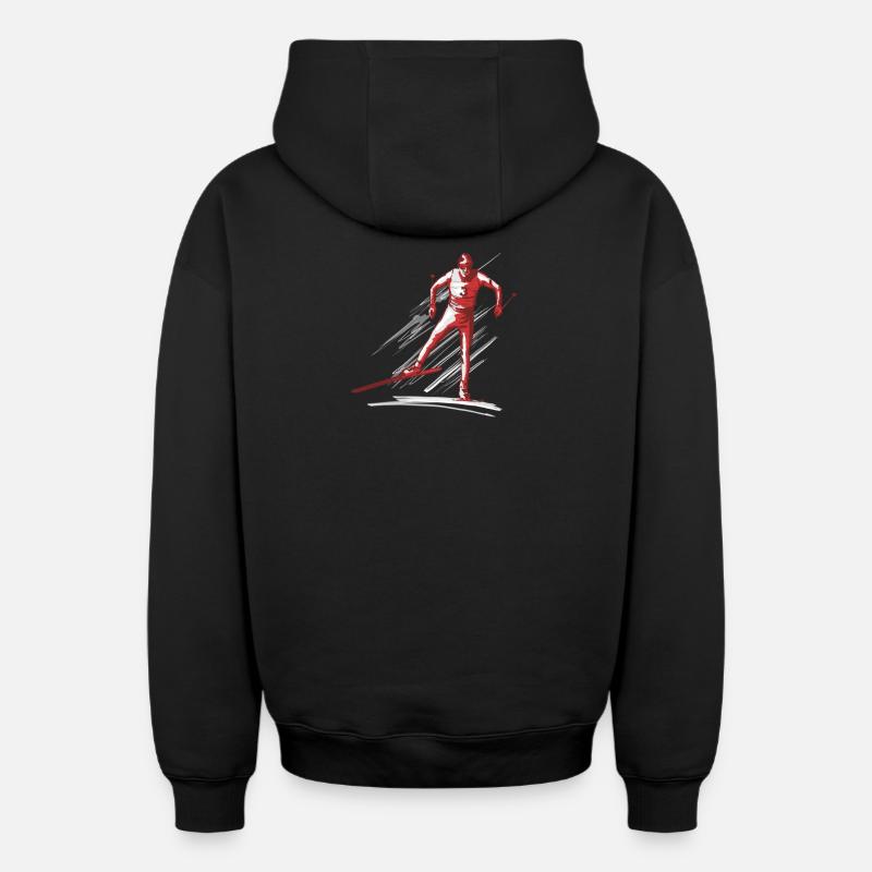 ski de fond - Sweat à capuche unisexe zippé oversize épais SPREAD - noir